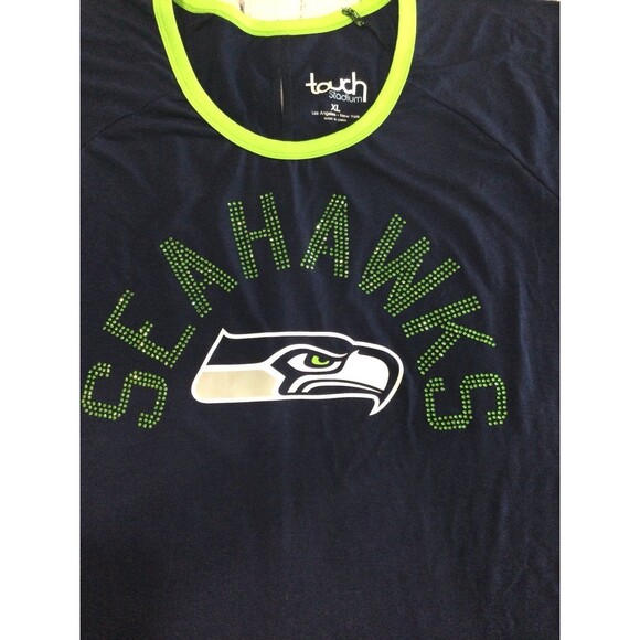 Touch Stadium T-Shirt Women’s Size XL Blue Green Seattle Seahawks Rhinestones - Picture 4 of 11